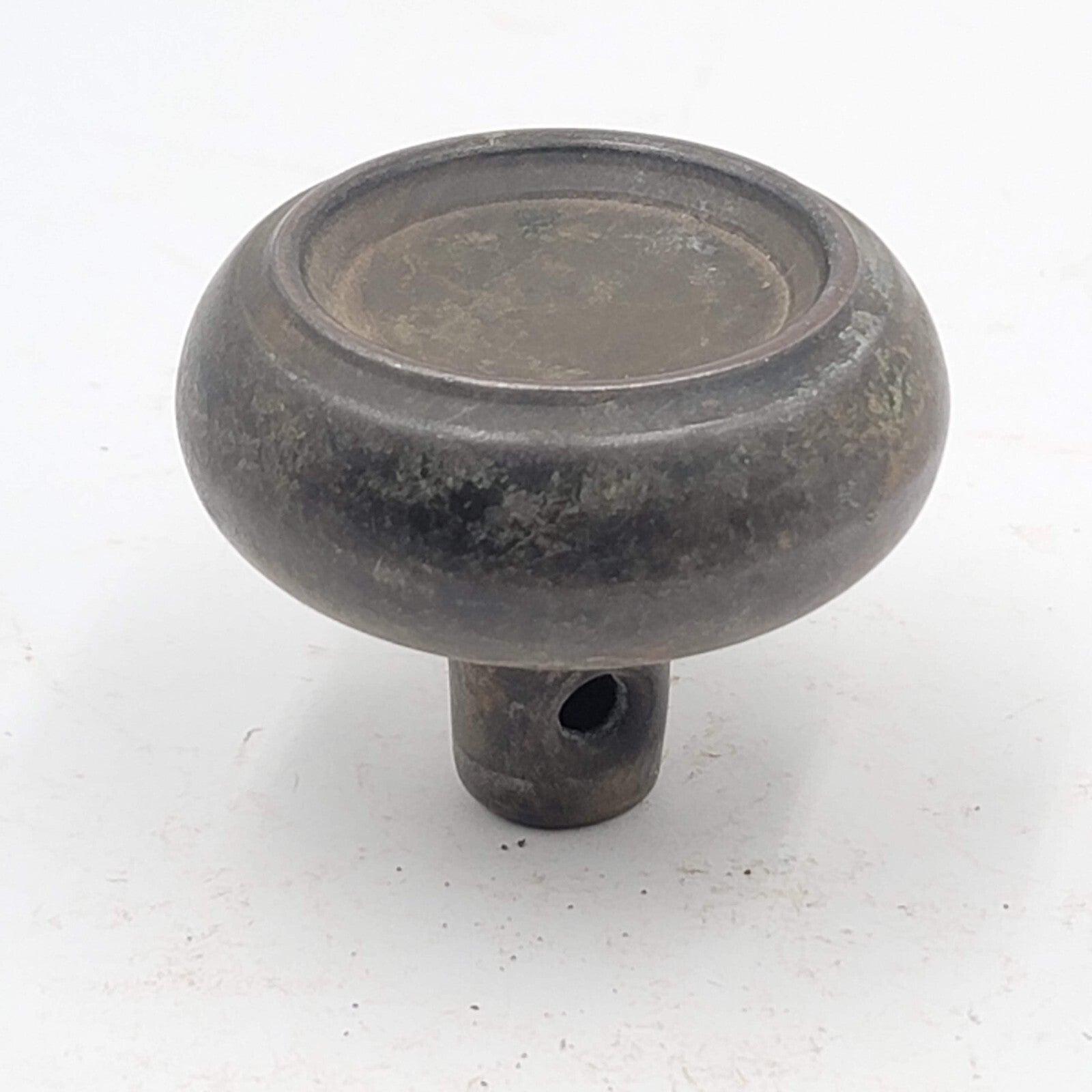 Vintage SINGLE Doorknob Gray Steel Inset Ring Salvage Door Hardware 2.25"