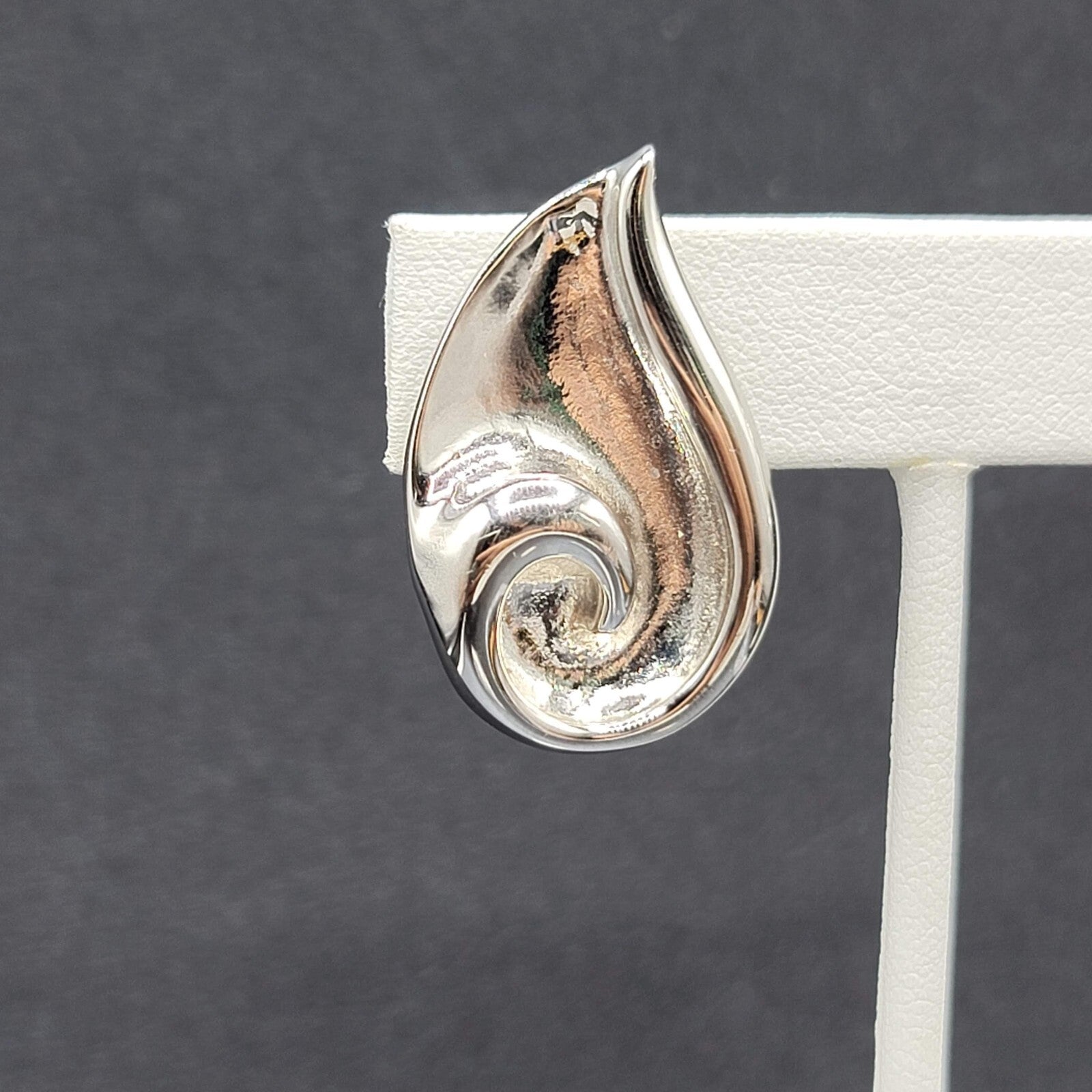 Pierced Earrings Polished Silver Plated Statement  Swirl 1.25"