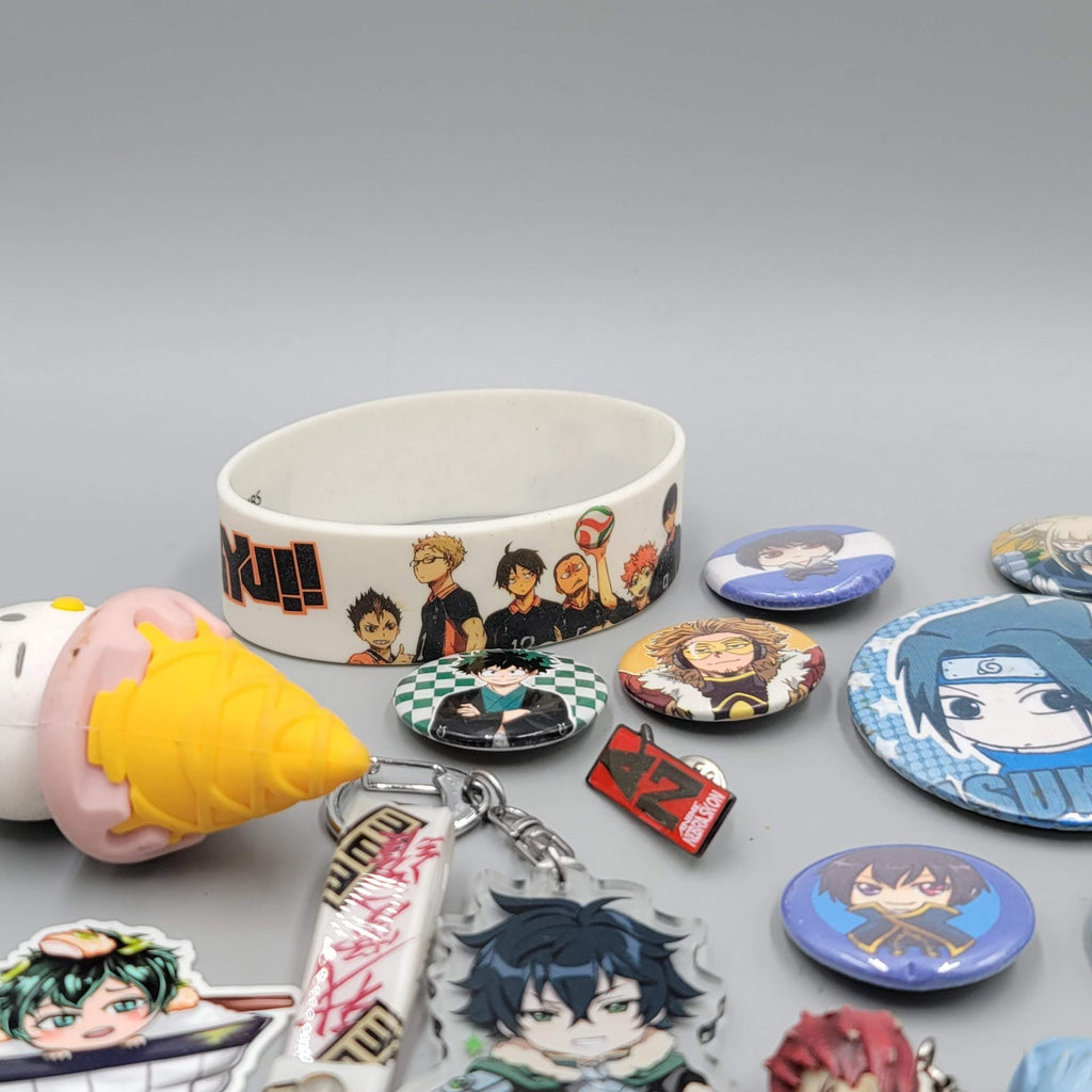 Anime Pin Button Sticker Keychain Charm Lot