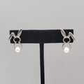 Bunny Rabbit Pierced Earrings Silver tone White Bead Tale Drop 1"