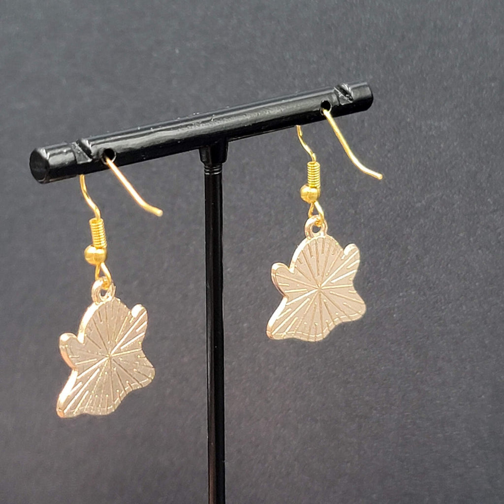 Halloween Sad Ghost Pierced Earrings Gold tone Gray Enamel Dangle 3/4"