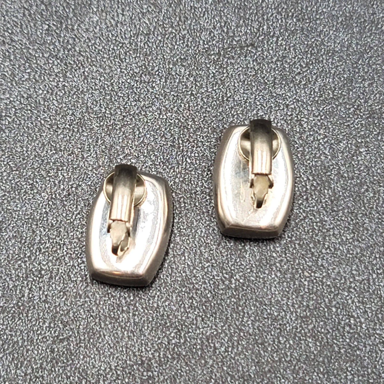 Vintage Clip on Earrings Polished Silver Plated Rectangle Studs 5/8"