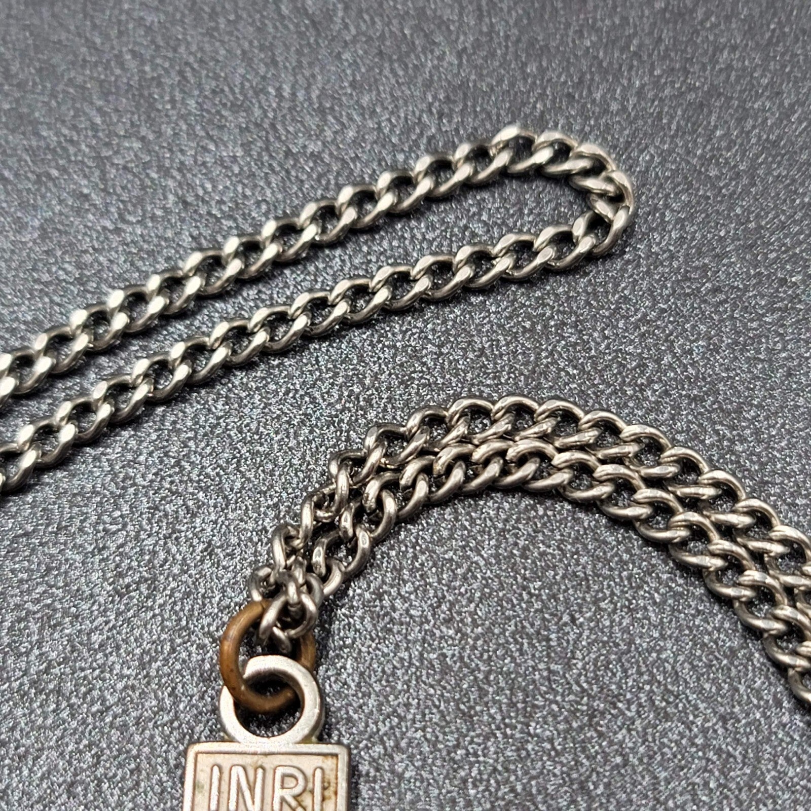 Catholic Religious Cross Pendant Christ is counting on you Silver tone 24"