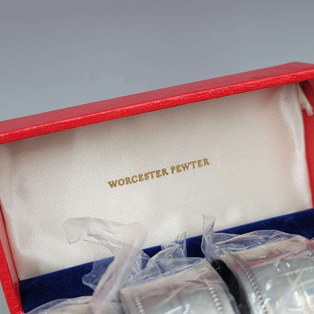 Royal Worcester Pewter Napkin Rings In Original box 4 Napkin Rings USA