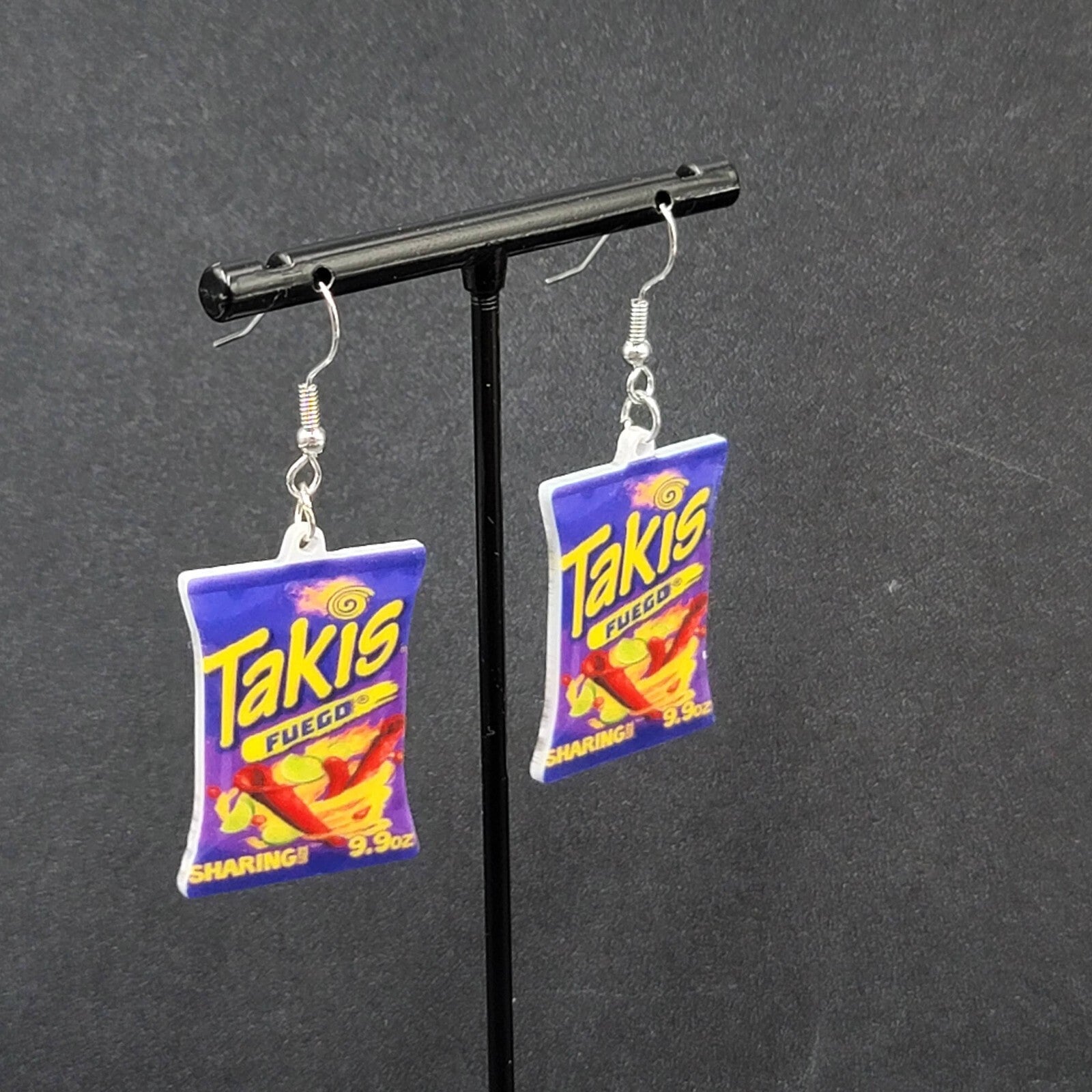 Pierced Earrings TAKIS Fuego Snacks Bag Fun Novelty 1 3/8"