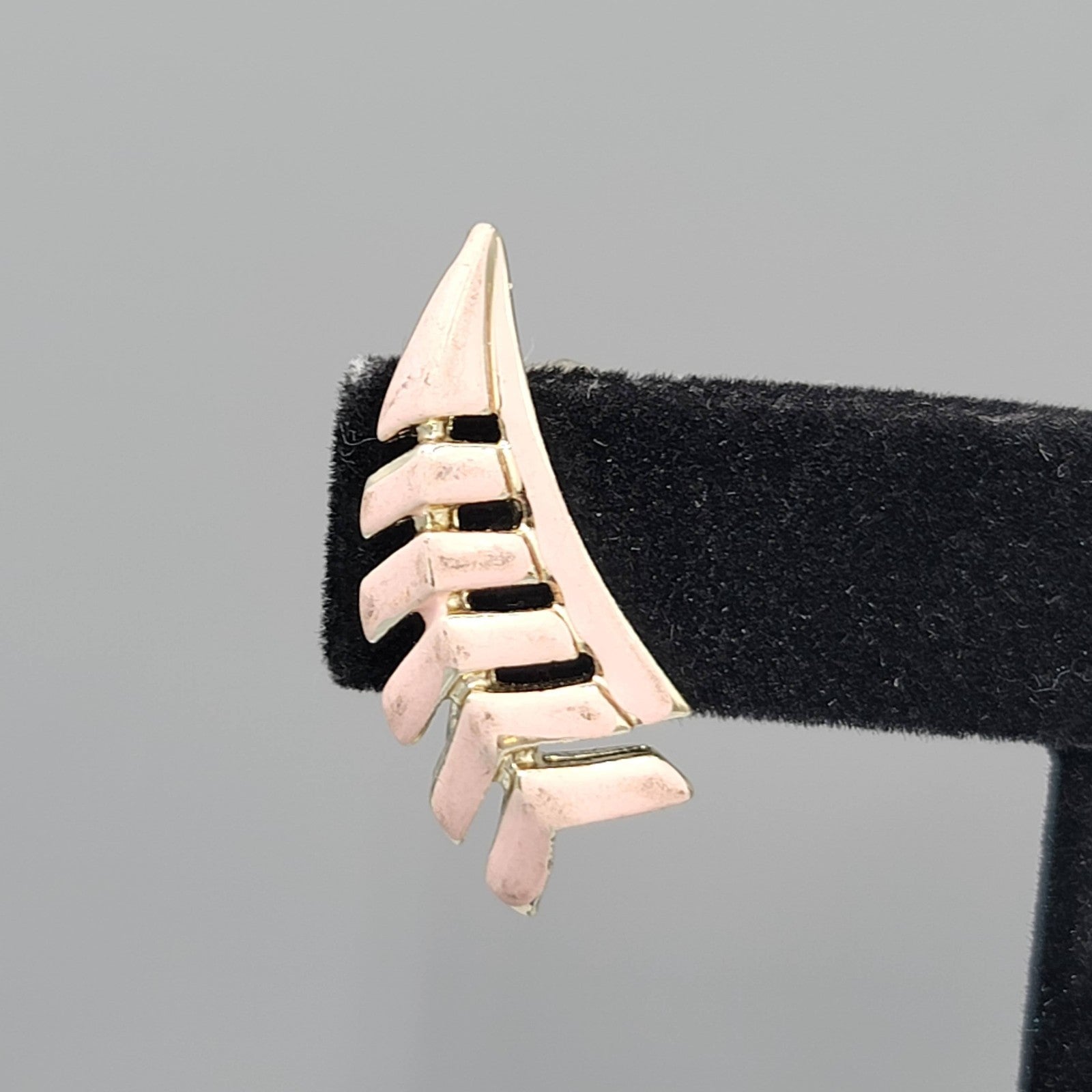 Vintage Pink Enamel Climber Clip on Earrings 1 in