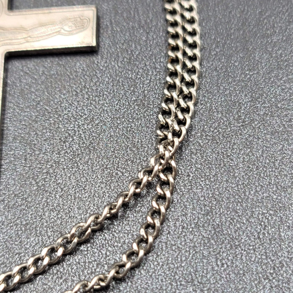 Catholic Religious Cross Pendant Christ is counting on you Silver tone 24"