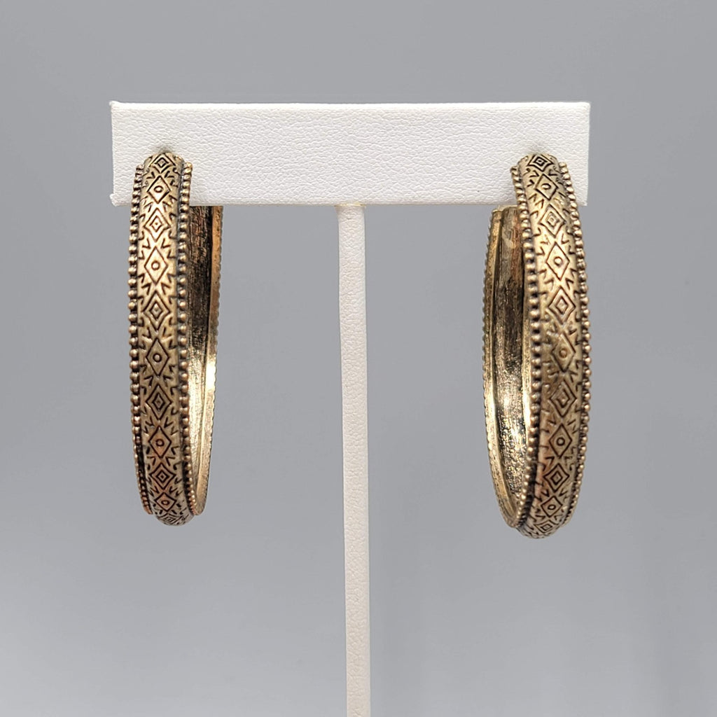 Large Textured Hoops Pierced Earrings Bronze tone 2 in