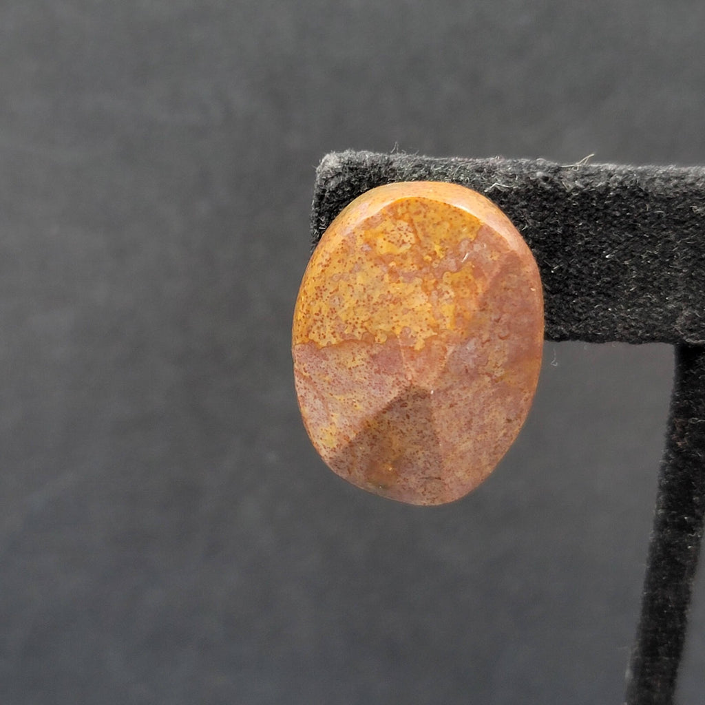 Vintage Pierced Earrings Brown Stone Oval Drop 1"