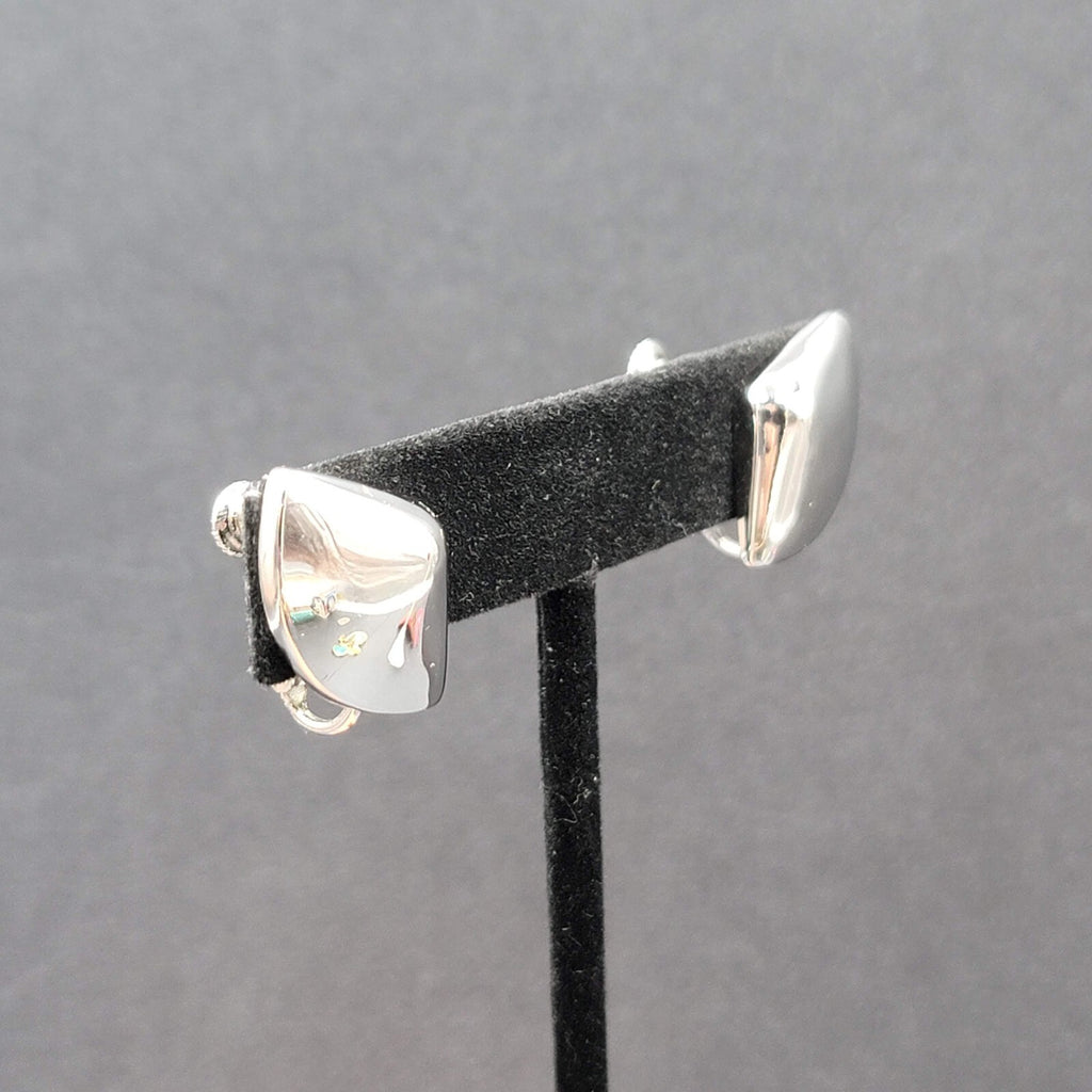 Vintage Napier Clip on Earrings Polished Silver Plated Studs 7/8"