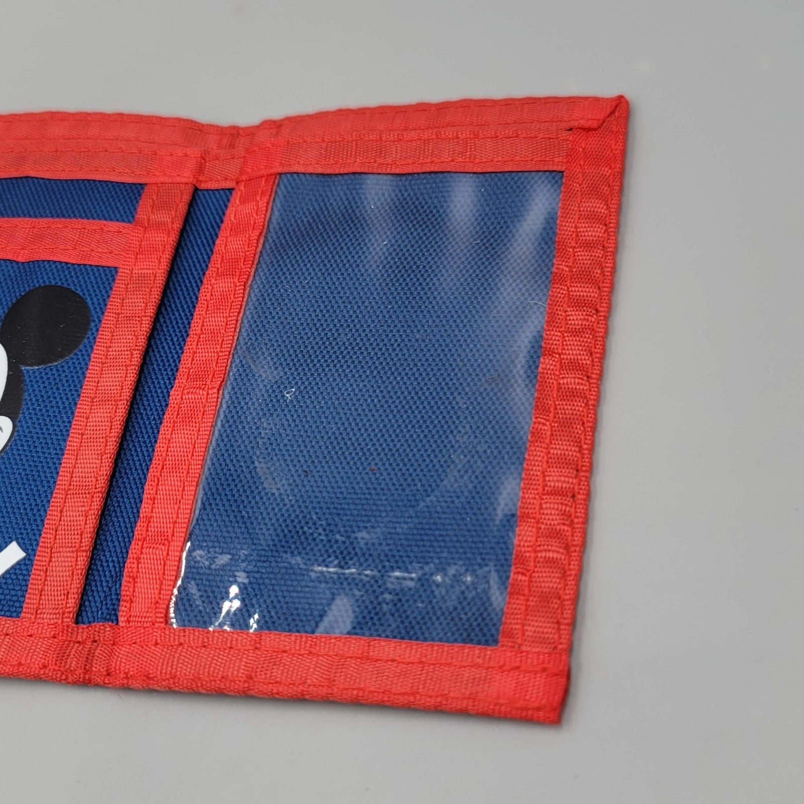 Vintage Disney Souvenir Mickey Mouse Trifold Hook & Loop Wallet Blue Red