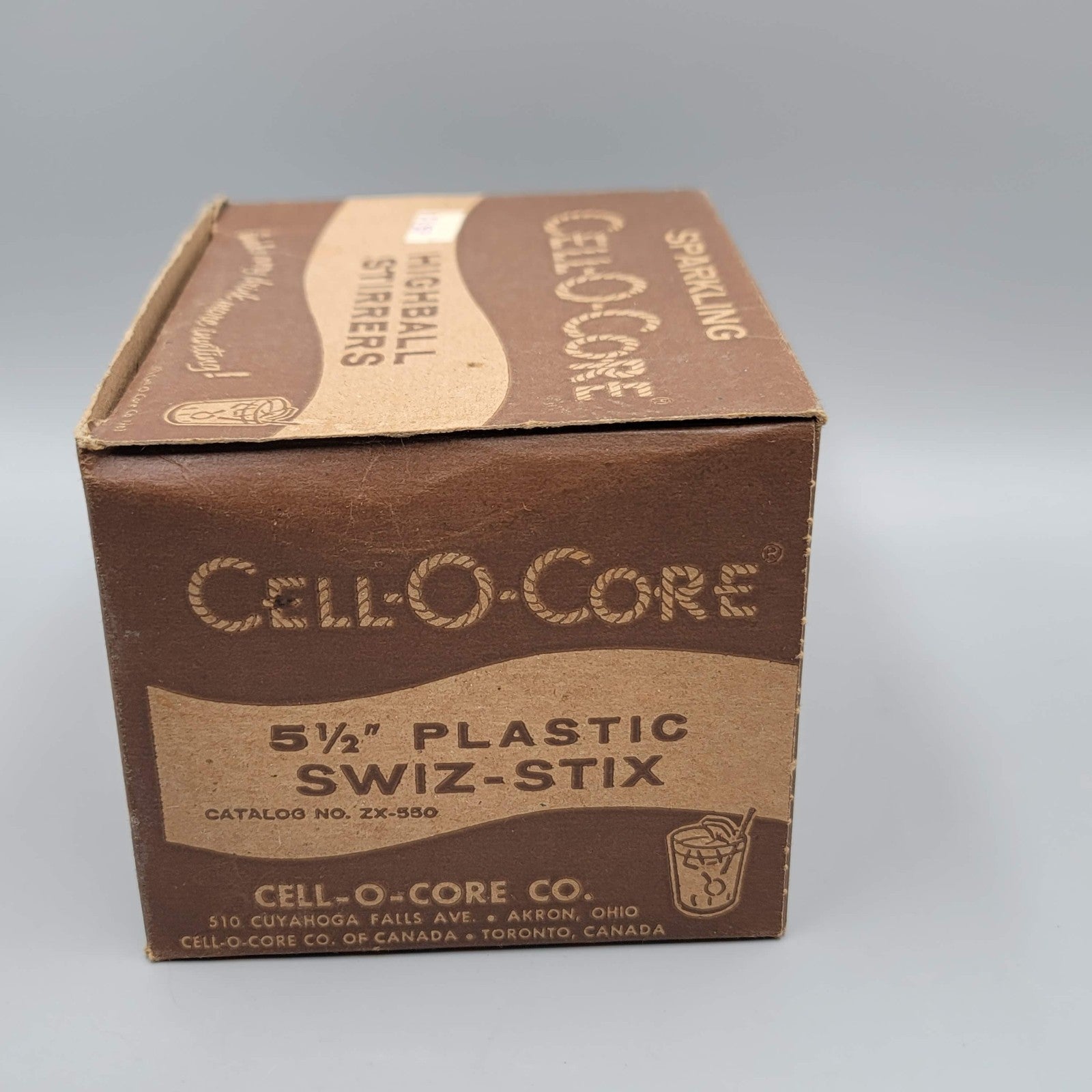 Vintage Bar Ware Box Cell-O-Core Stir Straws Multicolor 5.5" Approx 1000 NOS '63