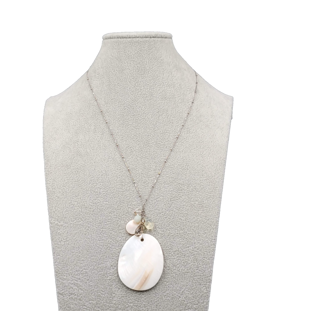 J Jill Shell Pendant Sterling Silver Necklace 20 - 22 in Station Chain 925