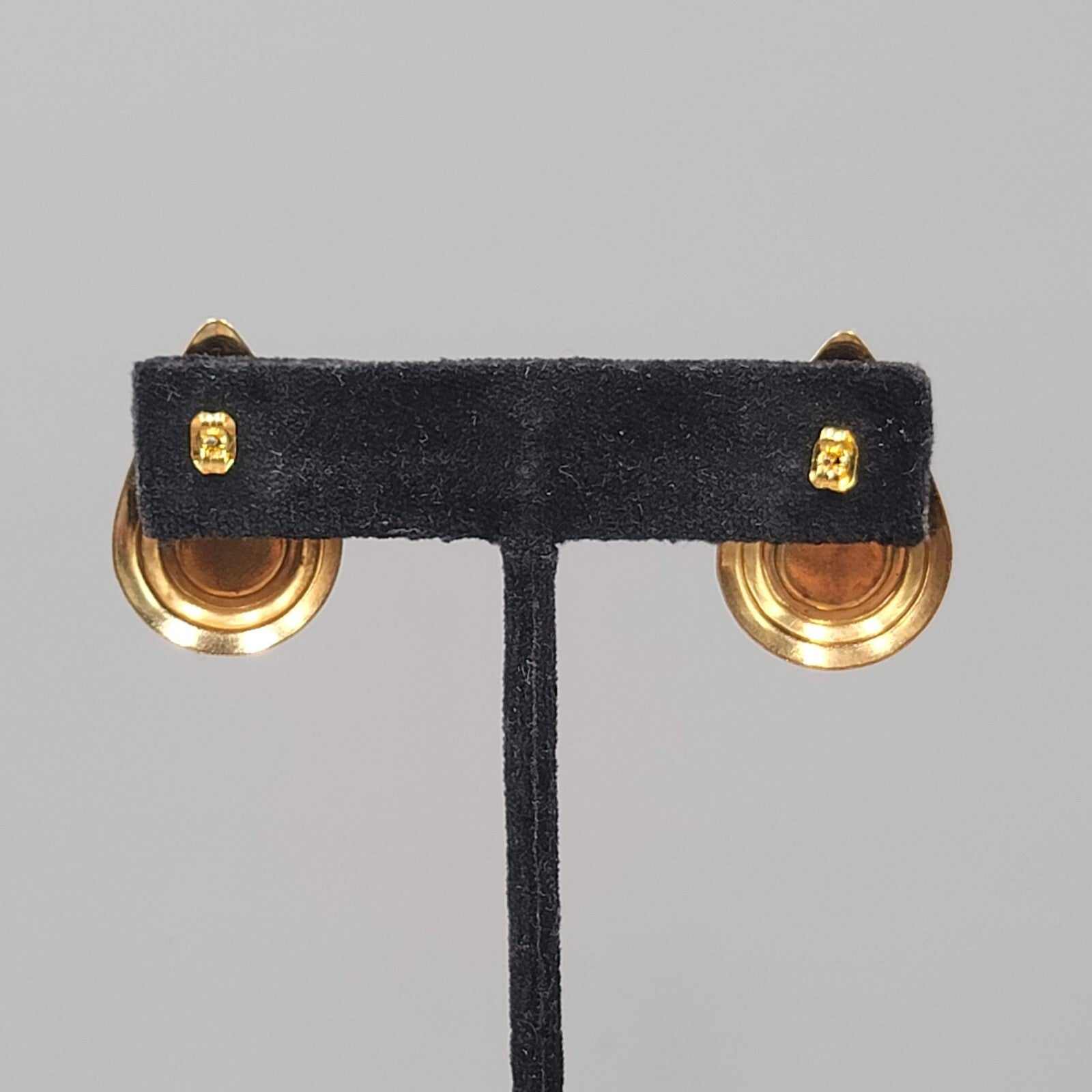 Vintage Pierced Earrings Gold tone Black Enamel Teardrop Lightweight 1"