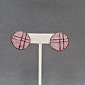 Vintage Pierced Earrings Purple Black Enamel over Metal Round Drop 1"
