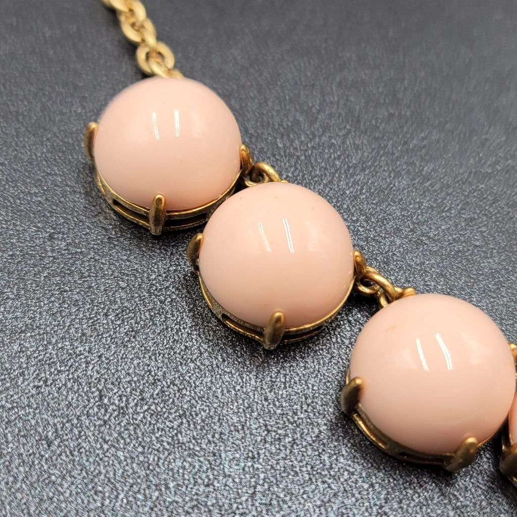 J Crew Necklace Gold tone Pink Acrylic Cabochons 16"-19"