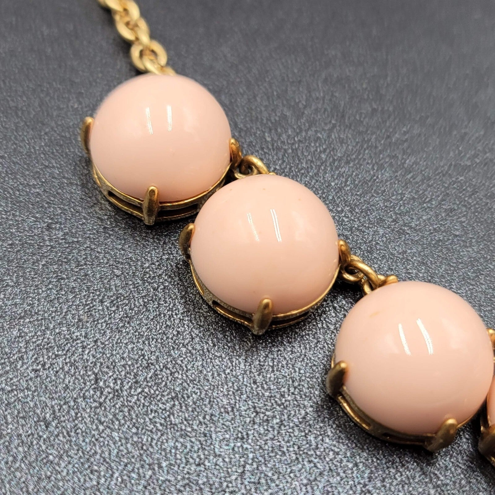 J Crew Necklace Gold tone Pink Acrylic Cabochons 16"-19"