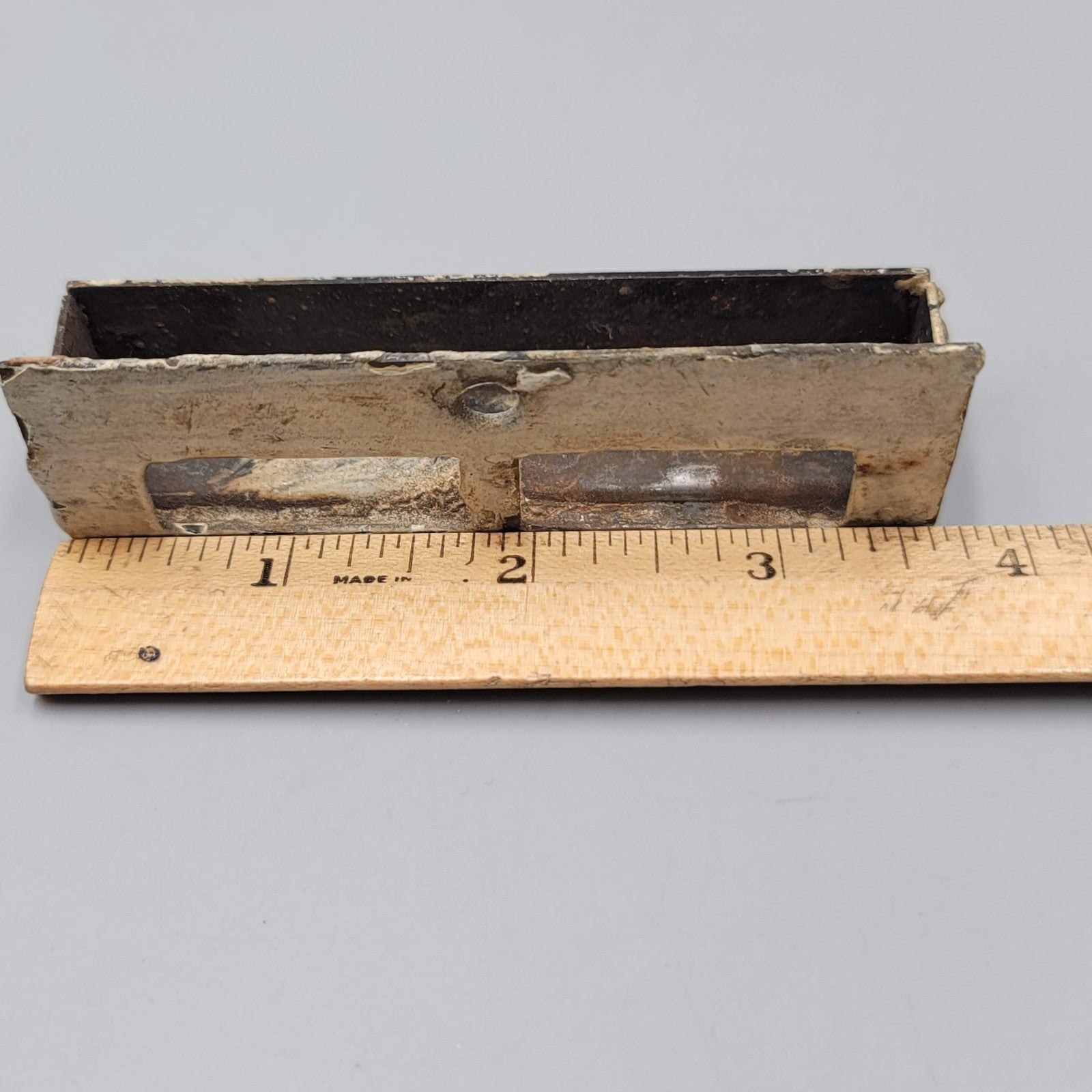 Vintage Surface Mount Lock Keeper Reclaimed Salvage Replacement Part Steel Gold
