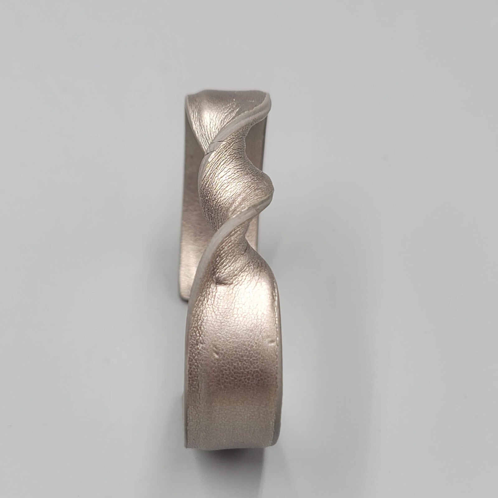 Memory Cuff Bracelet  Silver Gray Faux Leather Twist 