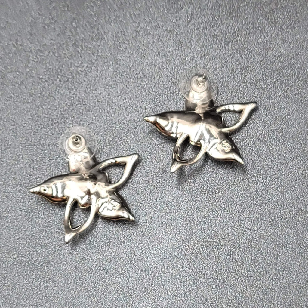 Pierced Earrings Silver Plated Crystal Rhinestone Drop Flower Signed 1 3/8"
