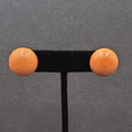 Vintage Pierced Earrings Wood Dome Round Studs 3/4"