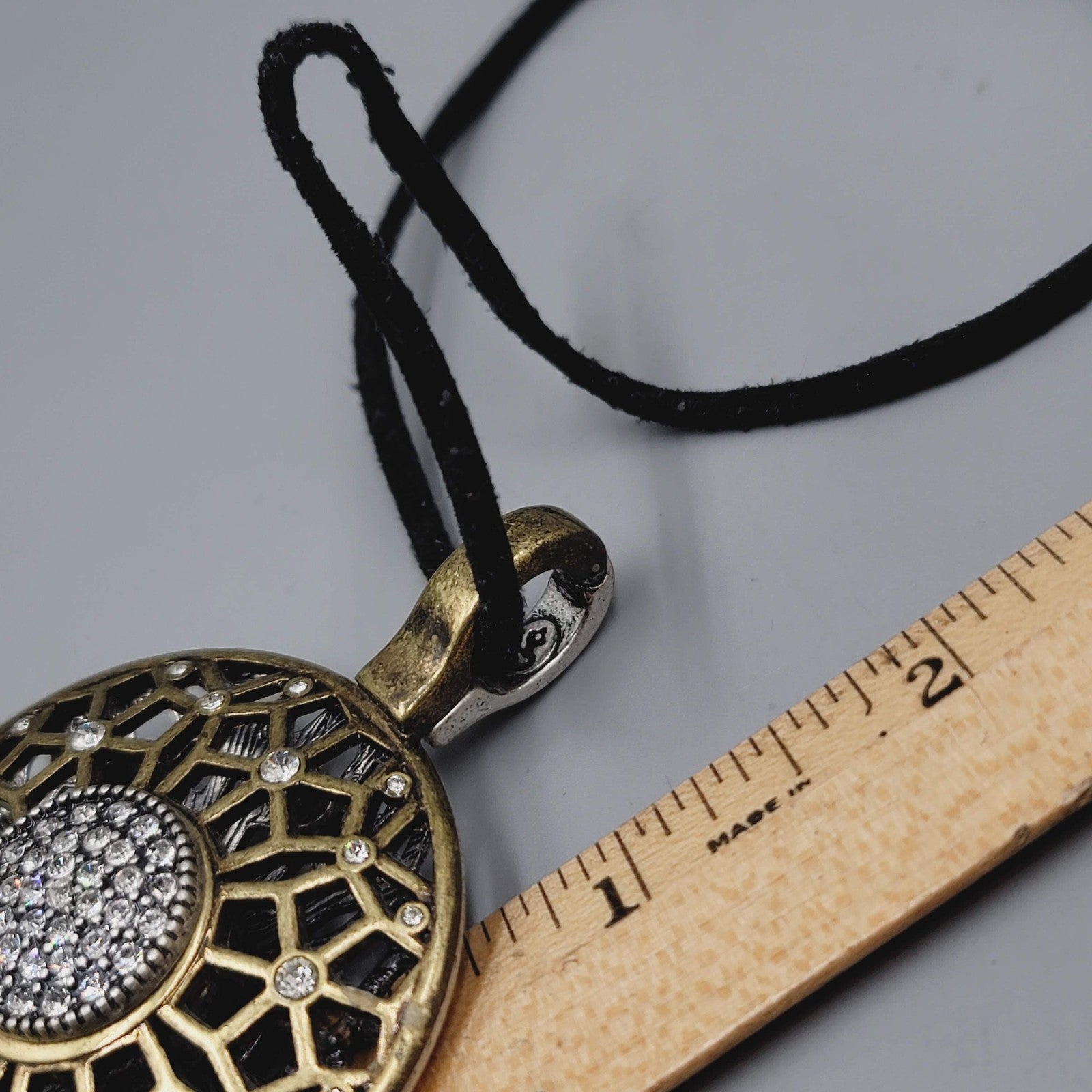Premier Designs Boho Medallion Pendant Necklace Silver Gold Tone Reversible