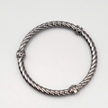 Black Metal Twist Bangle Bracelet Crystal Rhinestone Accents 8"