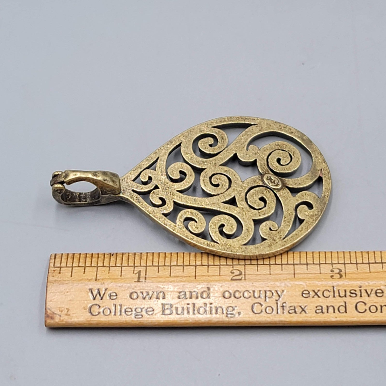 Premier Designs Bronze tone Teardrop Pendant Magnetic 3 in