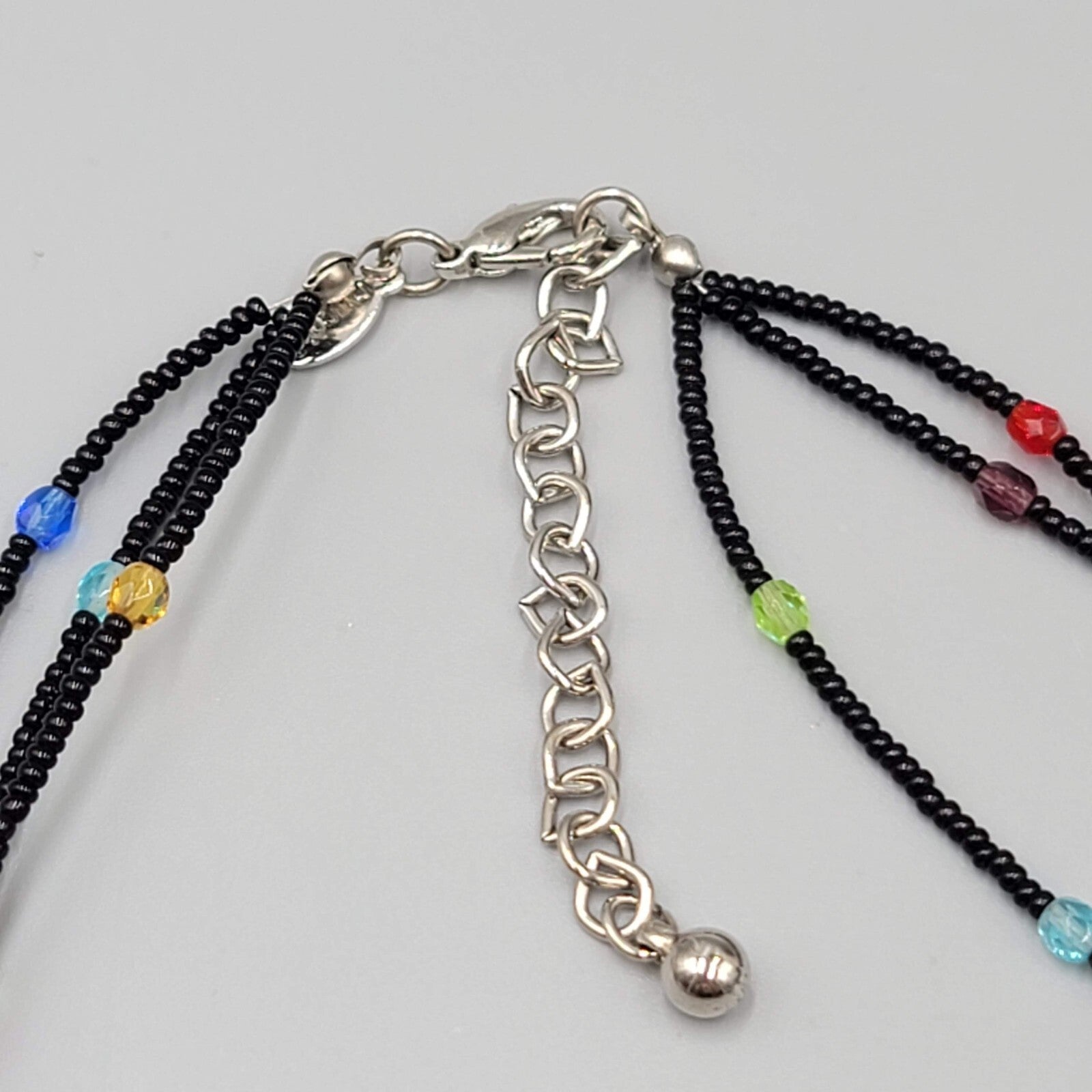 Chicos Necklace Multi color Rhinestones Black Seed Bead 16"