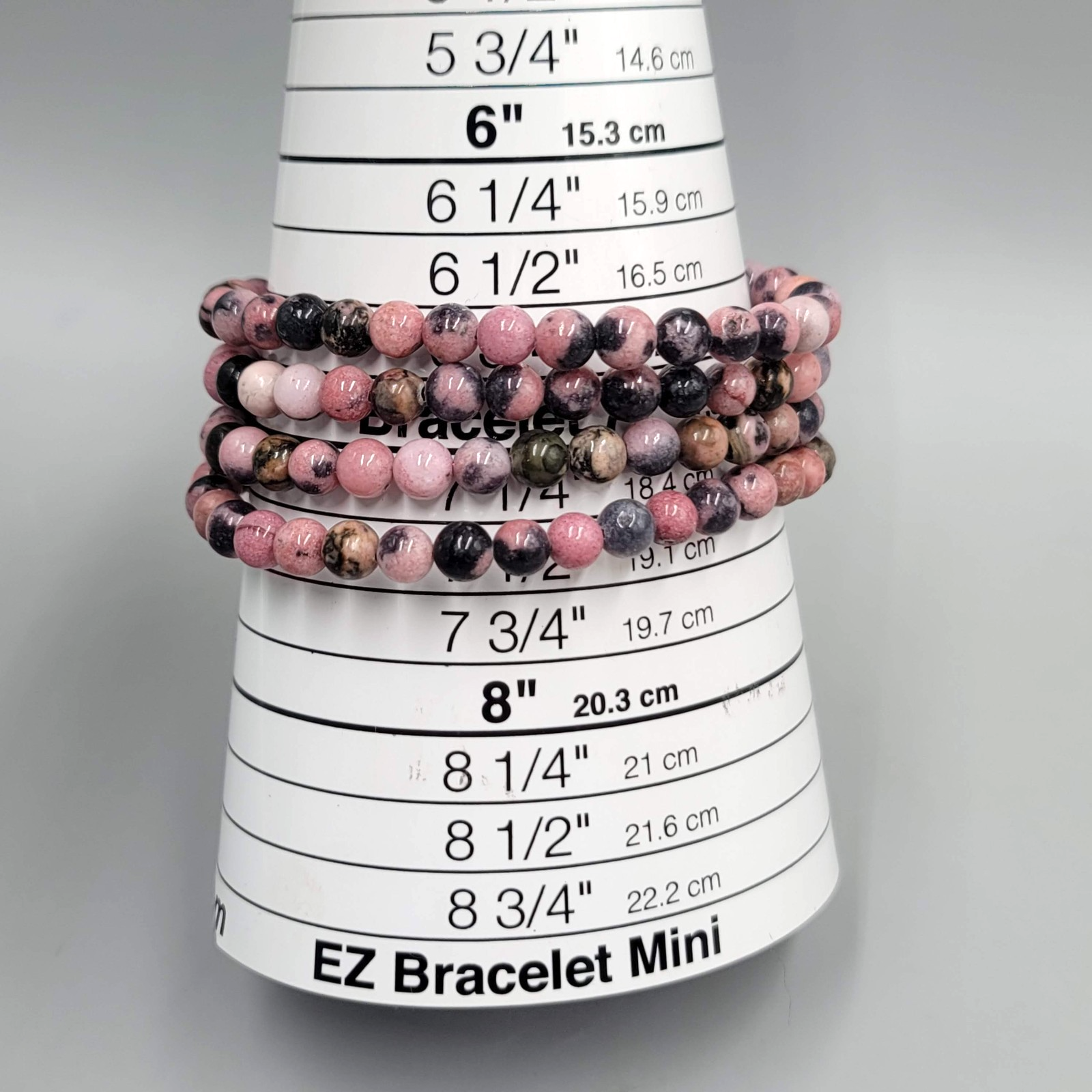 Pink Black Stone Beads Wrap Bracelet Memory Wire 7"