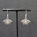 Bee Pierced Earrings Silver tone Dangle Embossed 5/8"