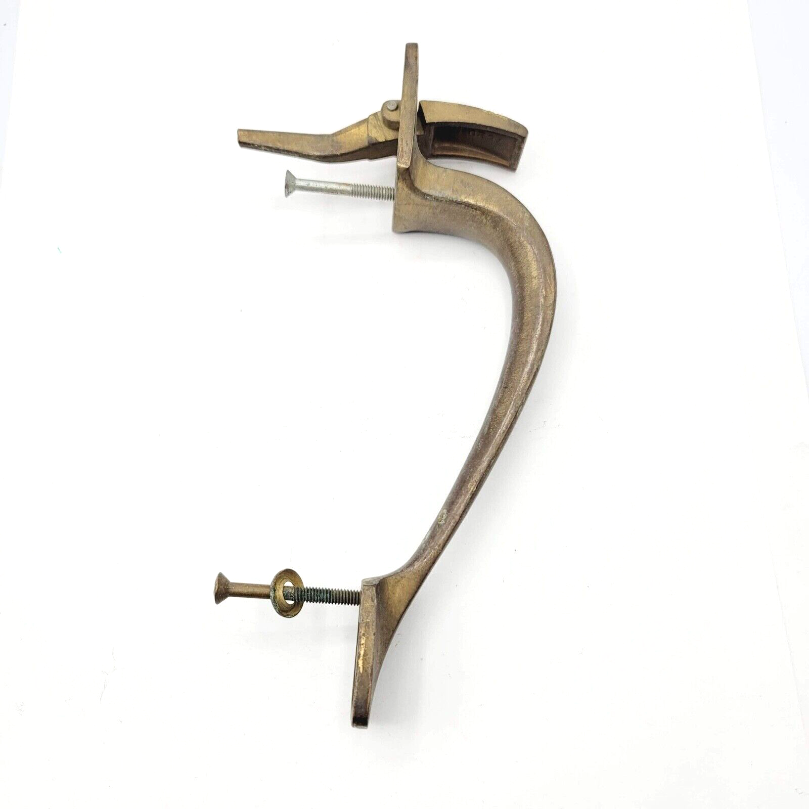 Vintage Brass Exterior Door Knob Pull Handle 9 1/2" holes 6"