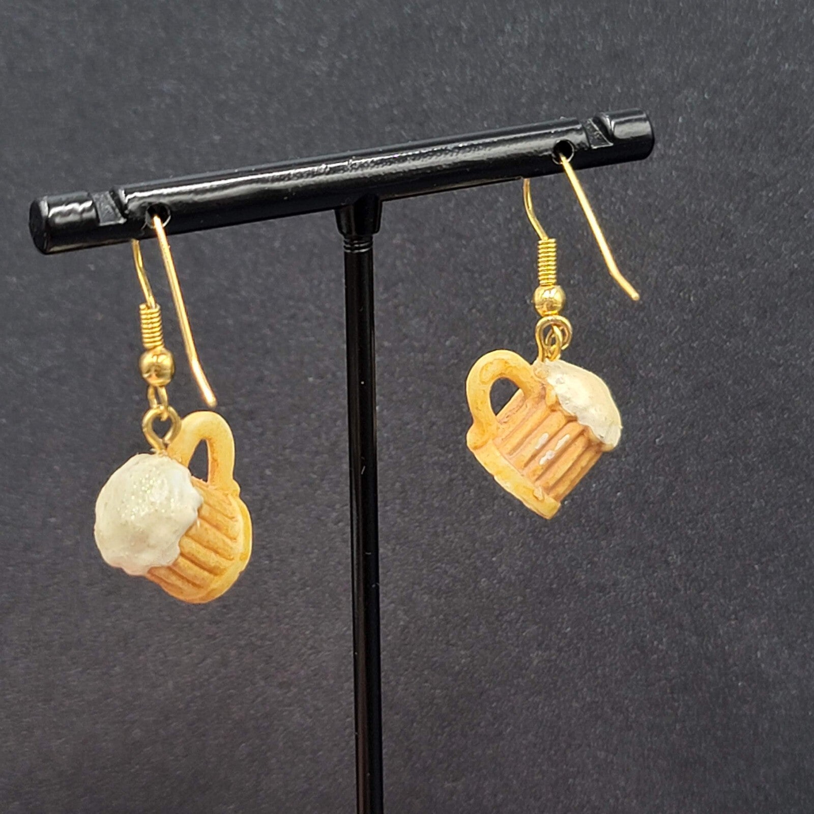 Root Beer Pierced Earrings Foamy Mug Dangle 1/2"