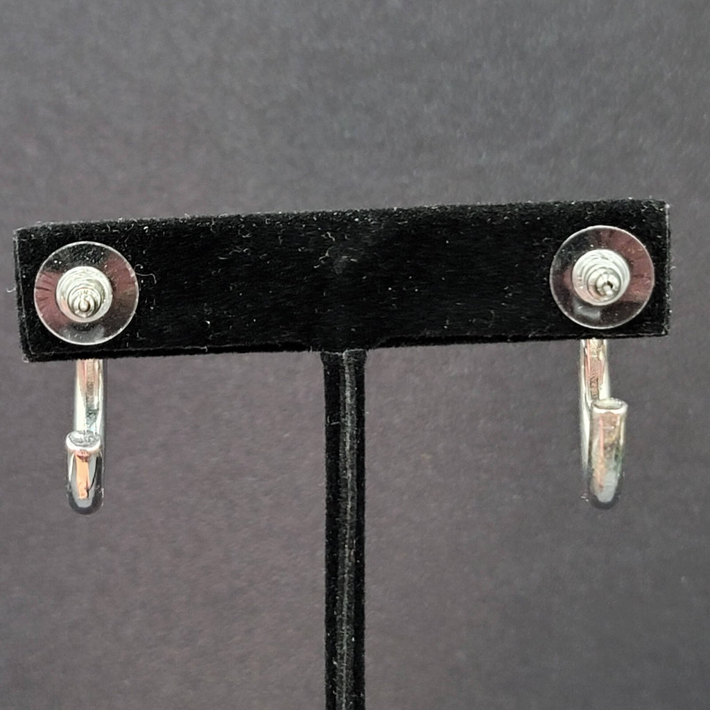 Pierced Earrings Silver tone Round Solid Hoops 1"
