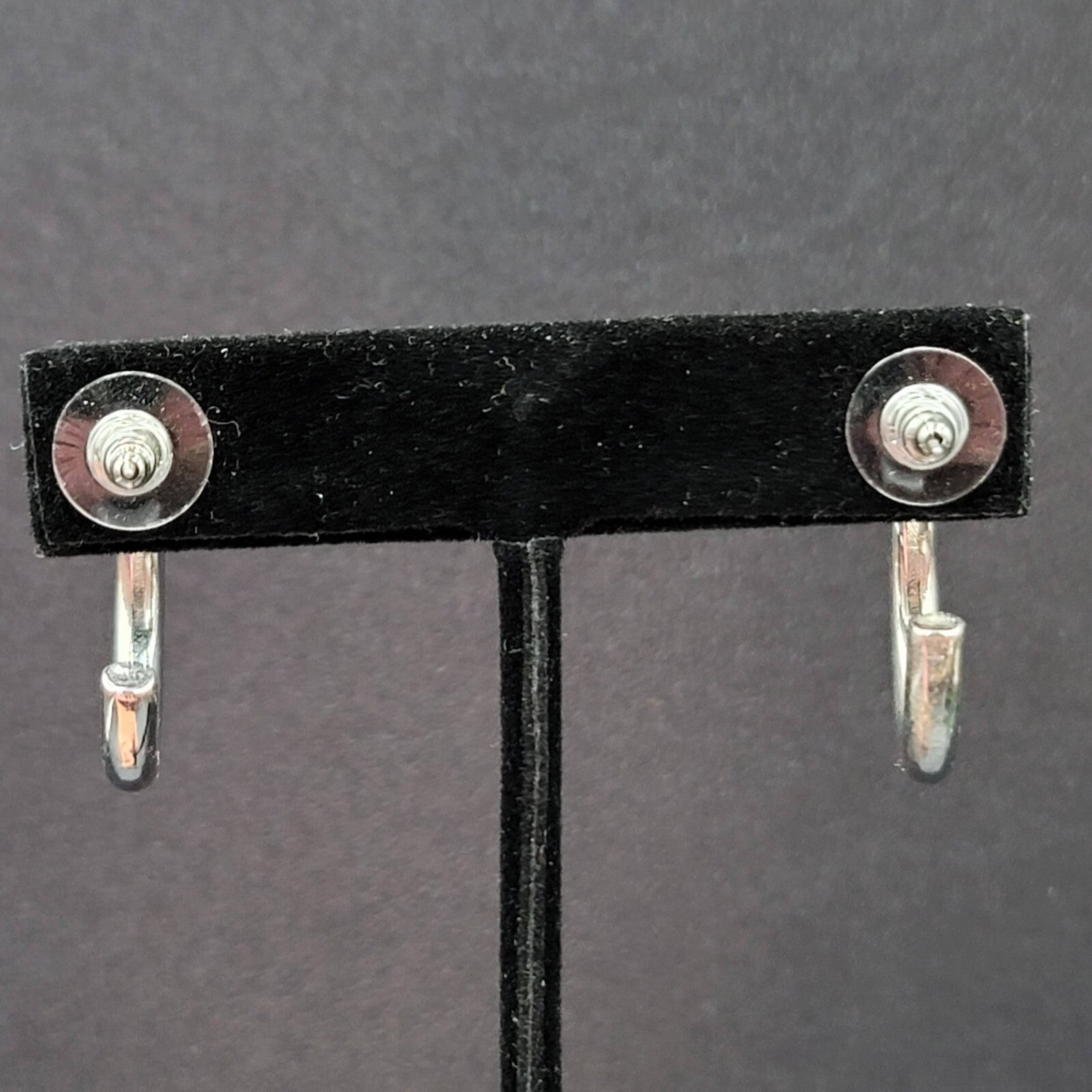 Pierced Earrings Silver tone Round Solid Hoops 1"