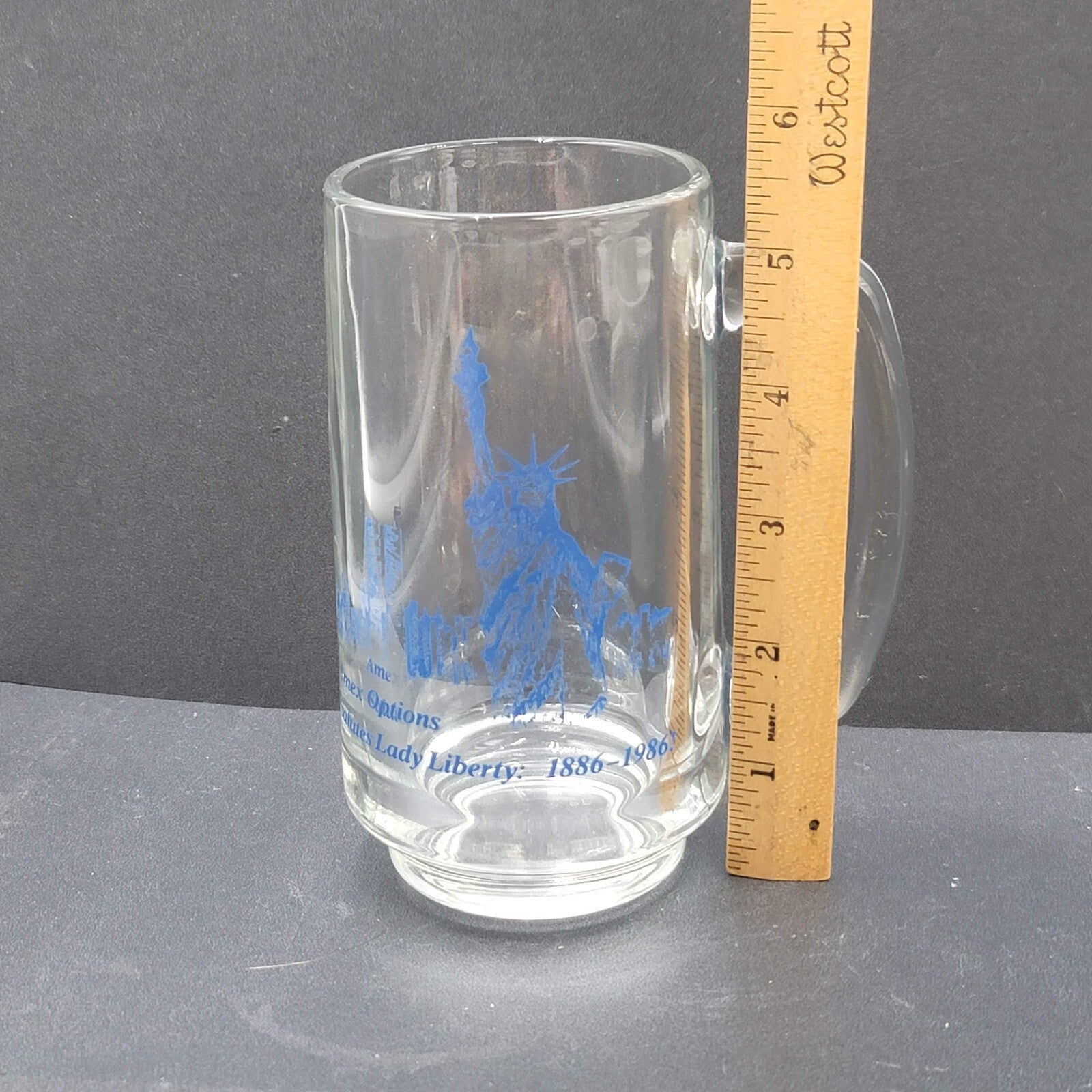 Vintage Amex Options 1986 America Salutes the Lady Statue of Liberty Glass Mug