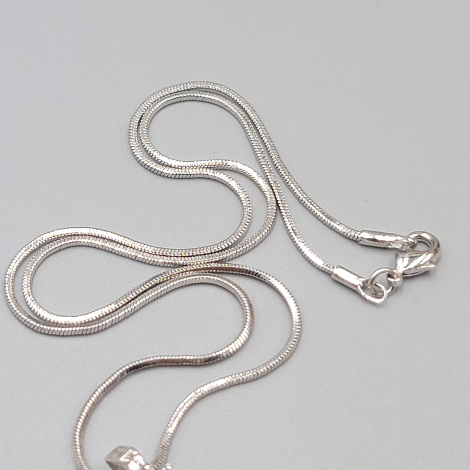 Orange Crystal Teardrop Pendant Necklace Silver tone Snake Chain 15"