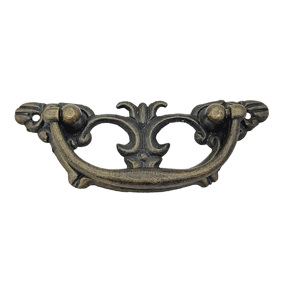 Vintage Drawer Pull Bail Handle Solid Brass 3 1/4" x 1 1/4" holes 1 3/4" 