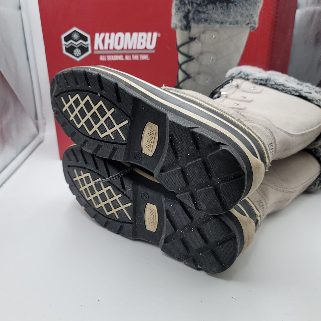 Khombu Emily Suede Leather Faux Fur Winter Snow Boot Sz 7 Grey