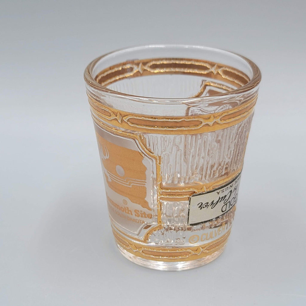 Vintage The Mammoth Site South Dakota  Culver 22k Gold Shot Glass Souvenir 2 oz