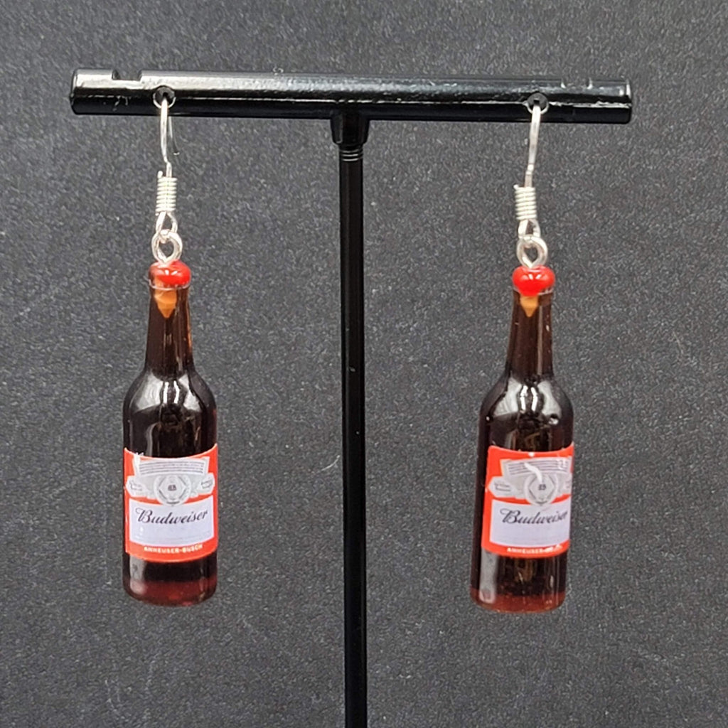 Budweiser Beer Bottle Pierced Earrings 1 5/8" NEW