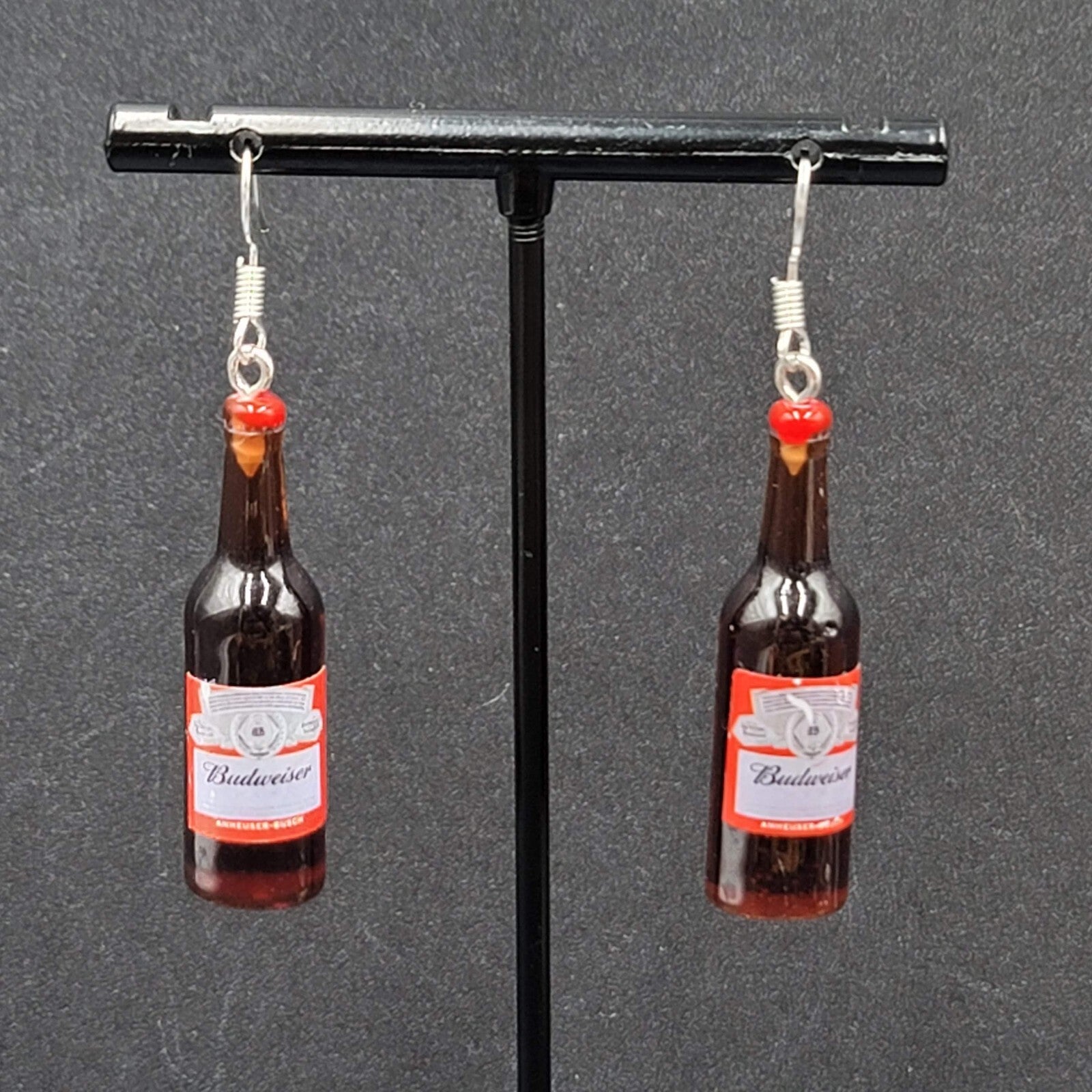 Budweiser Beer Bottle Pierced Earrings 1 5/8" NEW