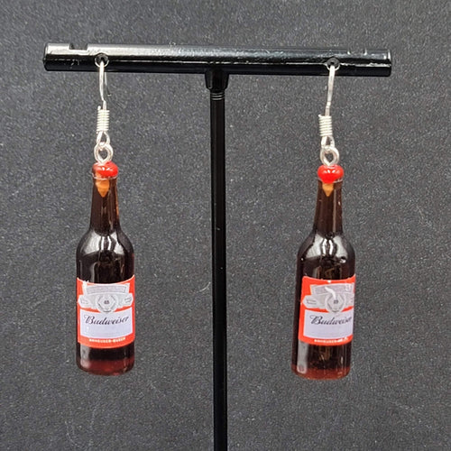 Budweiser Beer Bottle Pierced Earrings 1 5/8" NEW