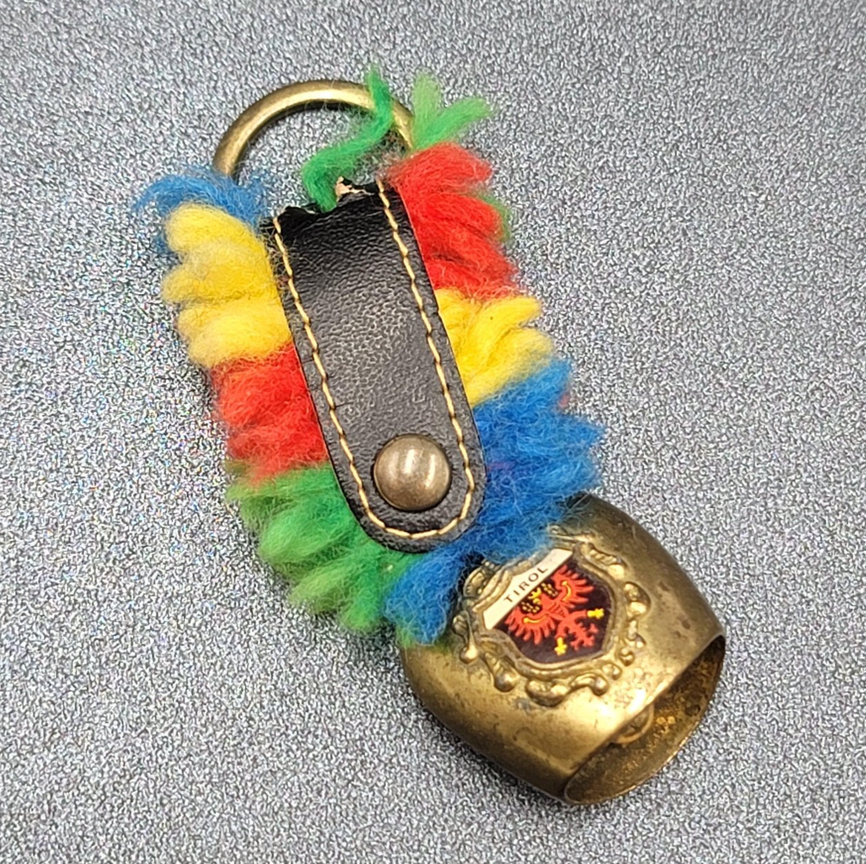 Vintage Tirol Switzerland Bell Travel Souvenir Keychain Key Ring Chain 2.5"