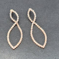 Pierced Earrings Rose Gold tone Crystal Prom Wedding Dangle 2.5"