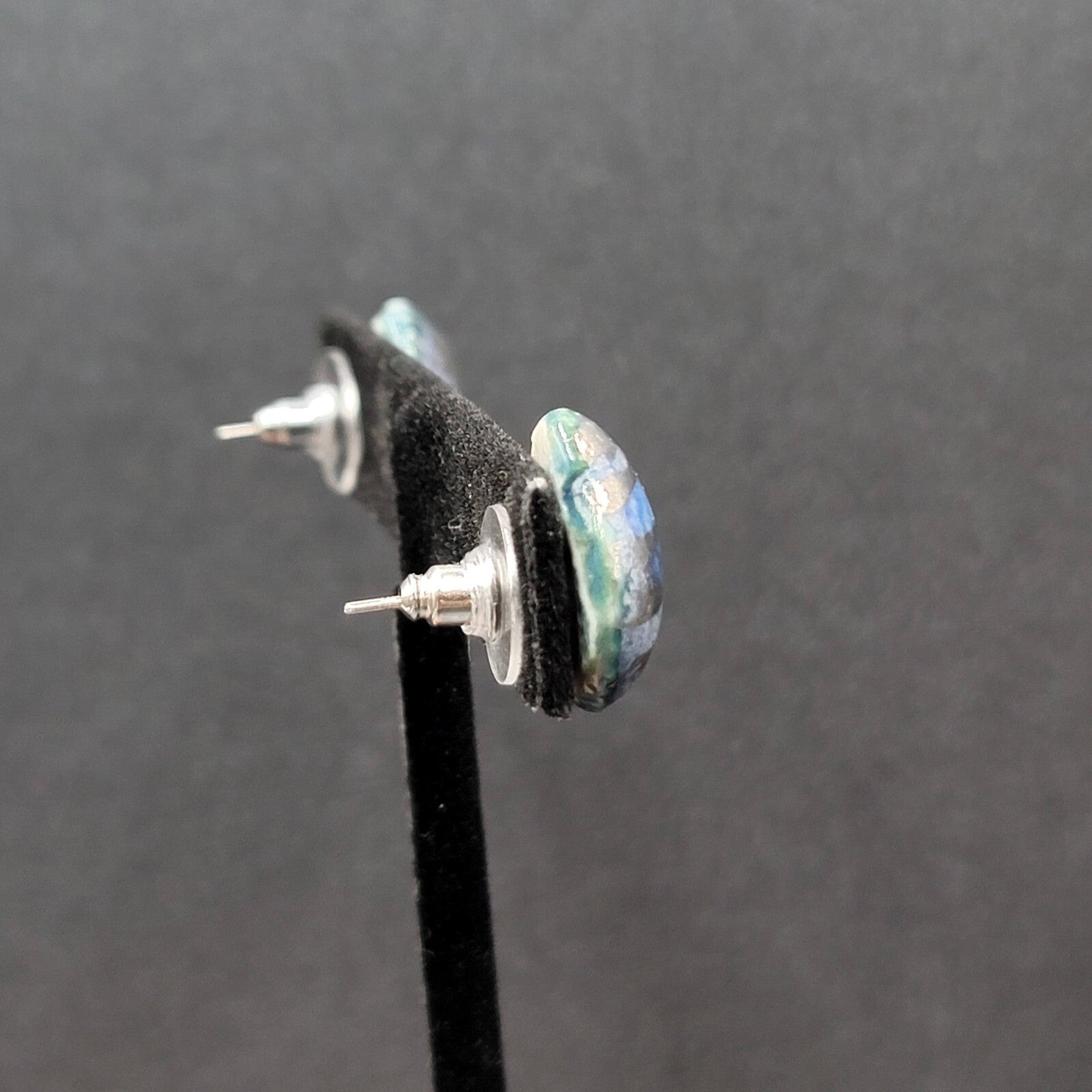 Vintage Pierced Earrings Ceramic Hand Painted Studs 5/8"