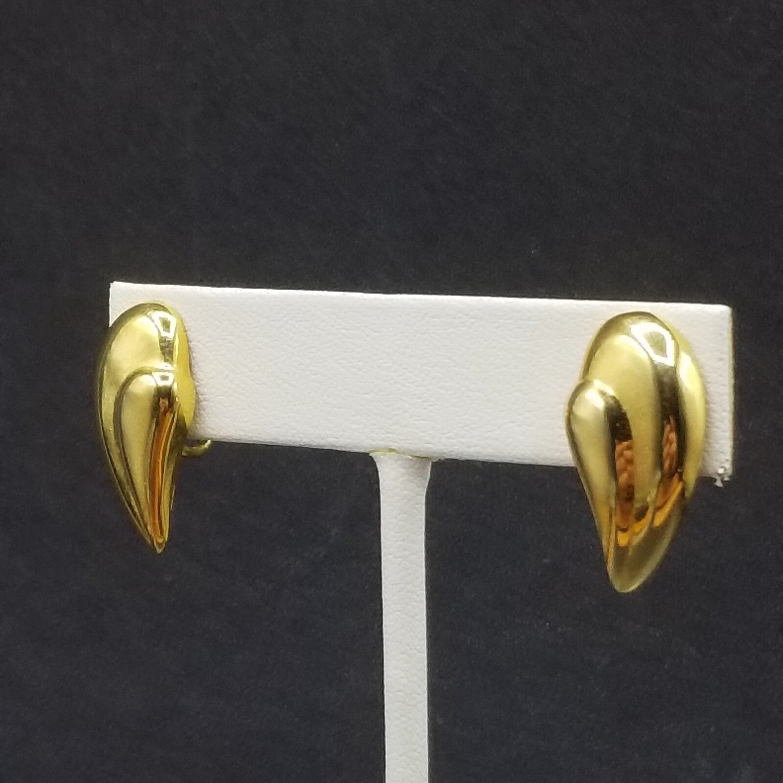 Vintage Clip on Earrings Gold Plated Statement Drop Stud 1"