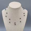 Peacock Freshwater Pearl Crystal Necklace Two Strand Illusion Silver Clasp 5"
