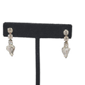 Vintage Rhinestone Clip on Earrings Silver tone Screw Back Drop 1 1/8"