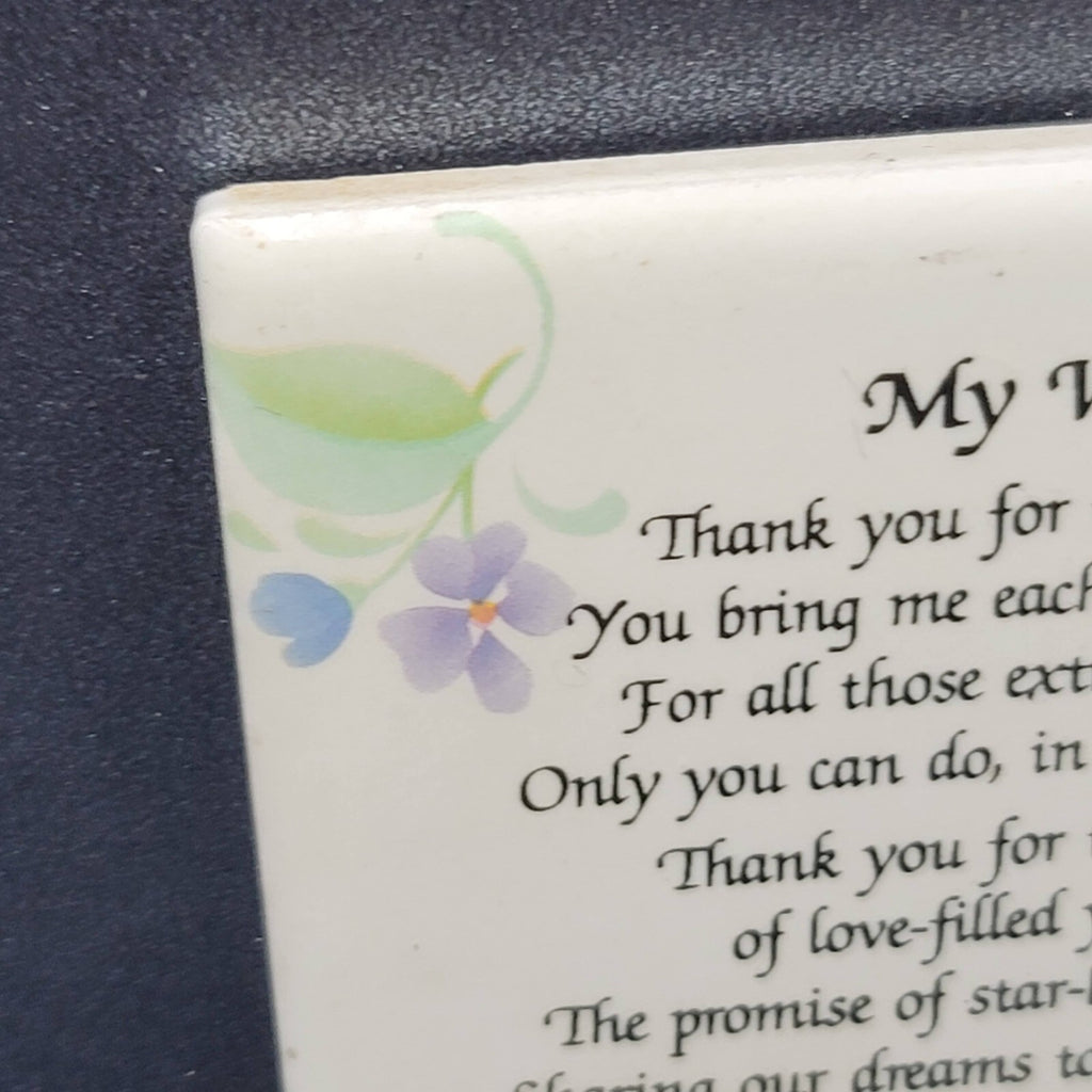 Vintage Kat Krafts Stoneware Tile MAGNET My Wife Poem USA Handmade 3"